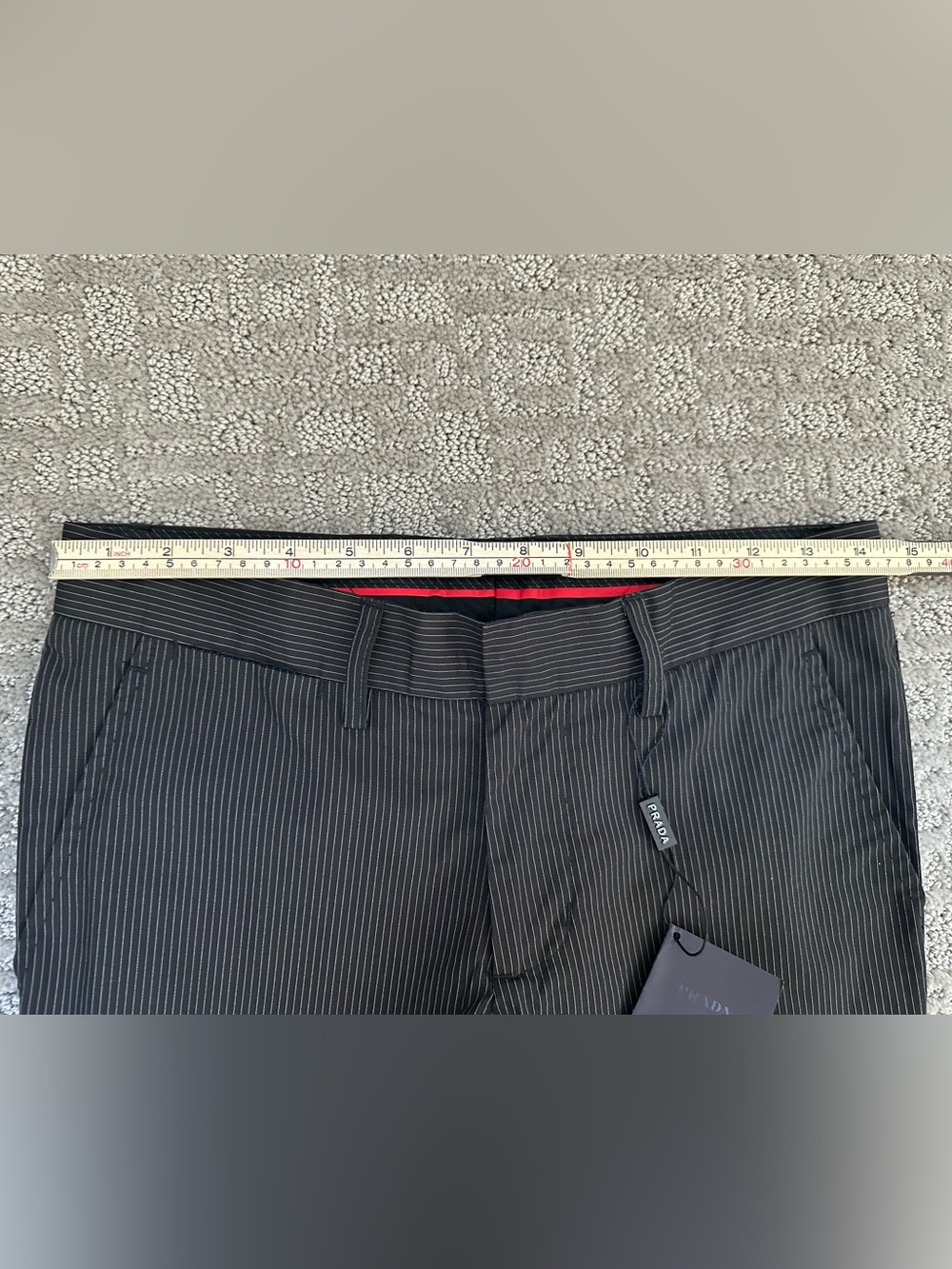 Prada Pinstripe Dress Pants Size 30 Black Slim Straight Tailored Italy NWT - Picture 13 of 16